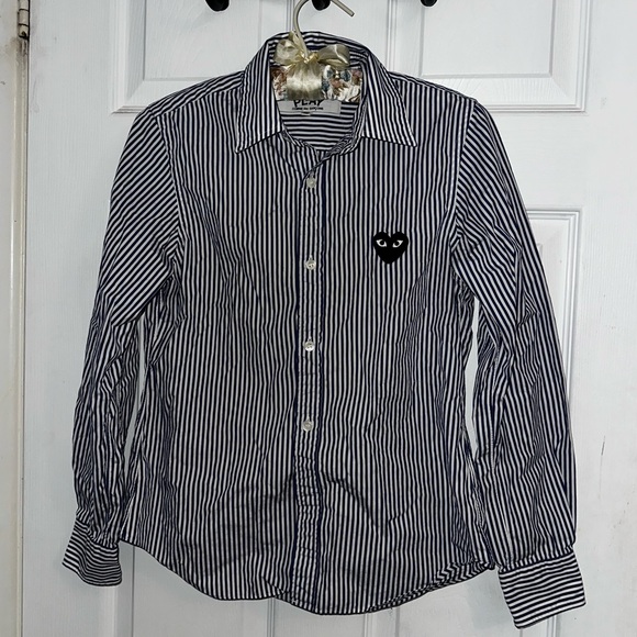 Men's Comme de Garçons Blue Striped Button Up - Picture 2 of 6